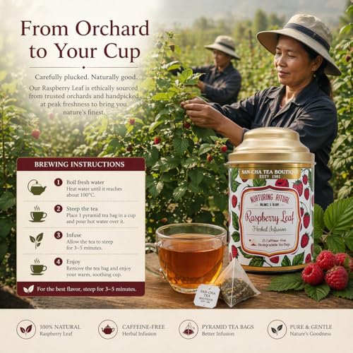 Image of Sancha Tea Boutique Raspberry Leaf Herbal Infusion Blend | With Peppermint for Digestive Comfort & Relaxation | Traditionally Valued Women's Wellness Infusion | 25 Pyramid Tea Bags |Naturally Caffeine Free