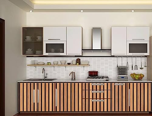 Image of CABANA HOMES Wall Stickers DIY Louvers Wallpaper for Walls (45 x 125 cm, 1 Roll) (6 sq. ft) Decorative Self Adhesive Living Room Furniture Table Top Door Wardrobe Decals Home Decor, Wooden