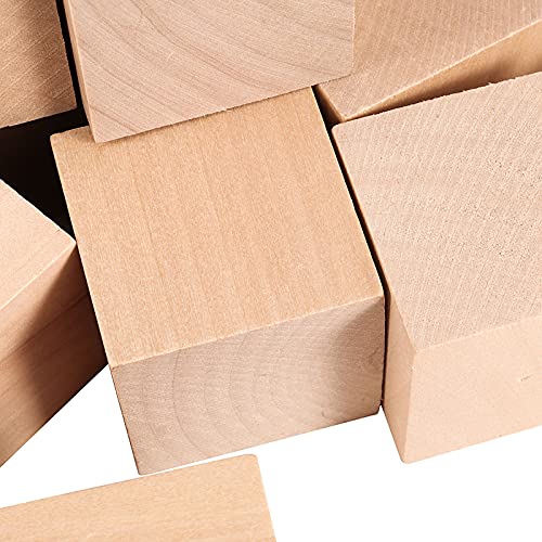 Zoenhou 24 Pcs 2 Inch Wooden Blocks, Solid Premium Natural Hard Wood Cube Unfinished Wooden Block Set For Painting Decorating Crafting Diy Projects #TOP2