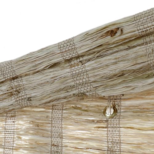 Image of TWOPAGES Cordless Roman Shade No Drill Customized Ramie Roman Blind Light Filtering Roman Window Shade for Kitchen Indoor Windows, Almond, 1 Piece