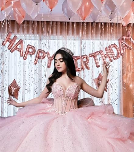 Puffy Tulle Quinceanera Dresses Strapless Ball Gowns Sweetheart Ruffle Sweet 16 Dresses Sparkly Evening Gown2