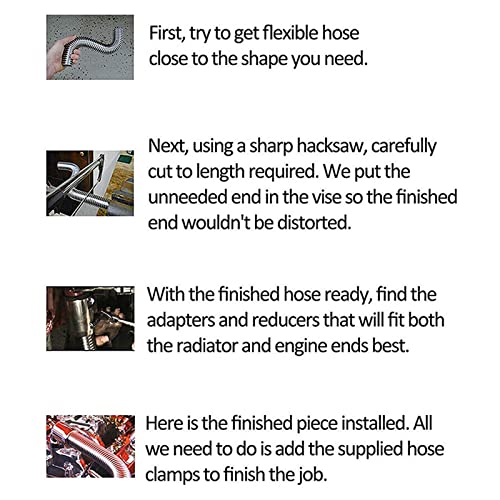 Smileracing 24" Flexible Upper/Lower Radiator Hose + Stainless Steel W/Chrome Caps V8 Kit #TOP6