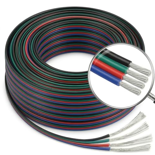 Câble électrique parallèle 4 conducteurs 22 AWG EvZ fil extension pour ruban LED RGB 5050 3528