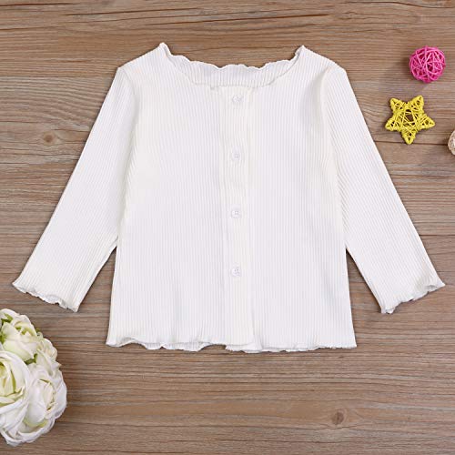 Suéter unissex Viworld Baby Boy Girl com manga comprida e botão, Branco, 3-4T