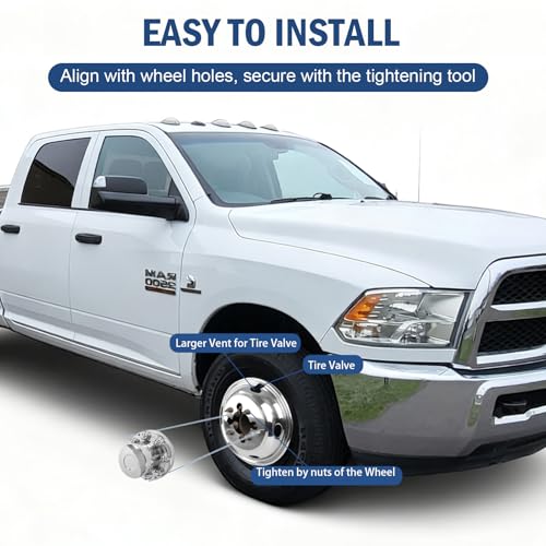 Image of hightall 17 Wheel Simulators, 17 inch 8 Lug 5 Hand Holes Stainless Steel Hubcaps,Polished Surface,2Pcs Front Wheel /2Pcs Rear Wheel,Bolts On Wheel Cover Set Compatible with 2003-2018 Dodge Ram 3500