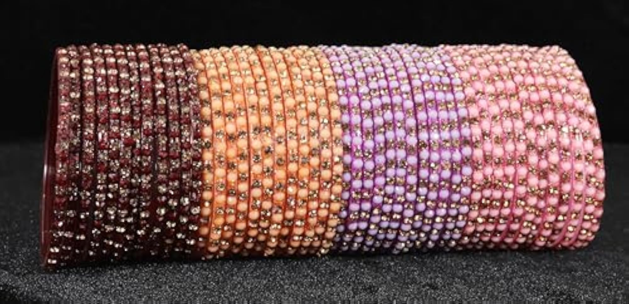 Glass Bangles Set AD Stone Diamond Chudi Bracelet -Combo of 96