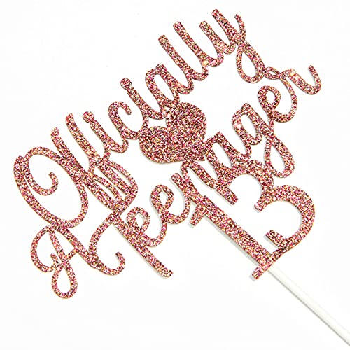 Image of FestikoRose Gold Glitter 13 Cake Topper, Happy 13th Birthday Cake Topper, 13th Birthday Party Decorations