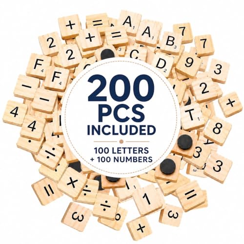 Lettres et chiffres magnétiques en bois alphabet alphabet frigo bureau 200pcs - 3