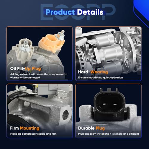 Image of ECCPP A /C Compressor Fit for Chrysler 300 for Dodge Charger 5.7L 2014-2023 | for Dodge Challenger V8 5.7L 2015-2023 Fast Cooling A /C Compressor with Clutch
