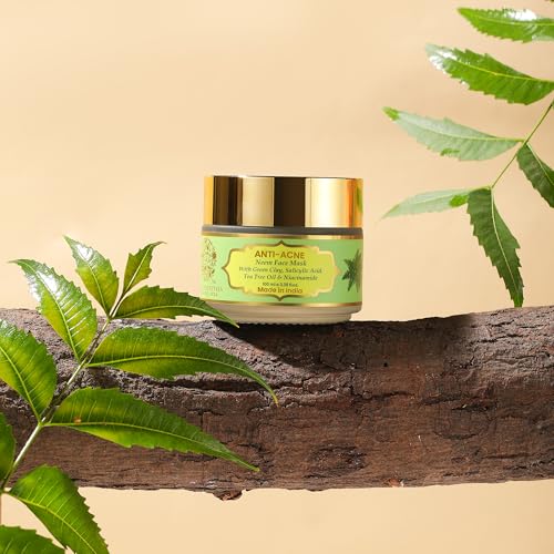 Image of RYLLZ ESSENTIALS Anti-Acne Neem Face Mask | Clear Skin with Green Clay, 2% Salicylic Acid, 10% Niacinamide, Green Tea Extract & Aloe Vera Gel | For Acne, Dark Spots, Oil Control, Open Pores, Uneven & Dull Skin | For All Skin Types | 100 ml