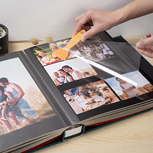 Image of Large Photo Album Self Adhesive 4x6 5x7 3x5 8.5x11 Scrapbook Magnetic Album DIY Scrap Book Length 13 x Width 12.8 (Inches) 120 Black Sticky Pages Linen Cover DIY Photo Album(Dark Green)