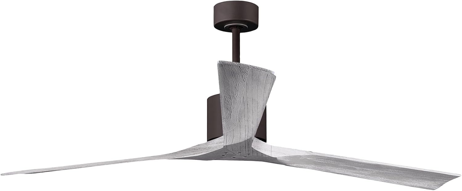 Matthews NKXL-TB-WA-72 Nan XL Damp Rated 72" Ceiling Fan with Remote and Wall Control, 3 Solid Wood Blades, Silent DC Motor, Textured Bronze with Walnut Tone