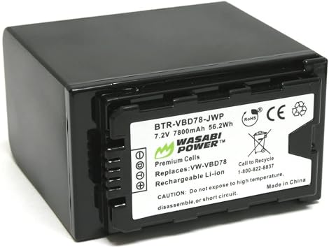Wasabi Power 7800mAh Battery for Panasonic VW-VBD58, VW-VBD78, AG-VBR89G and Panasonic AG-3DA1, AG-AC8, AG-DVX200, AG-HPX250, AG-HPX255, AG-HVX201, AJ-PCS060, AJ-PX298, HC-MDH2, HC-X1000, HDC-Z10000