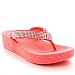 Womens Diamante Holiday Sandals Thong Jelly Beach Wedge Heel Flip Flops