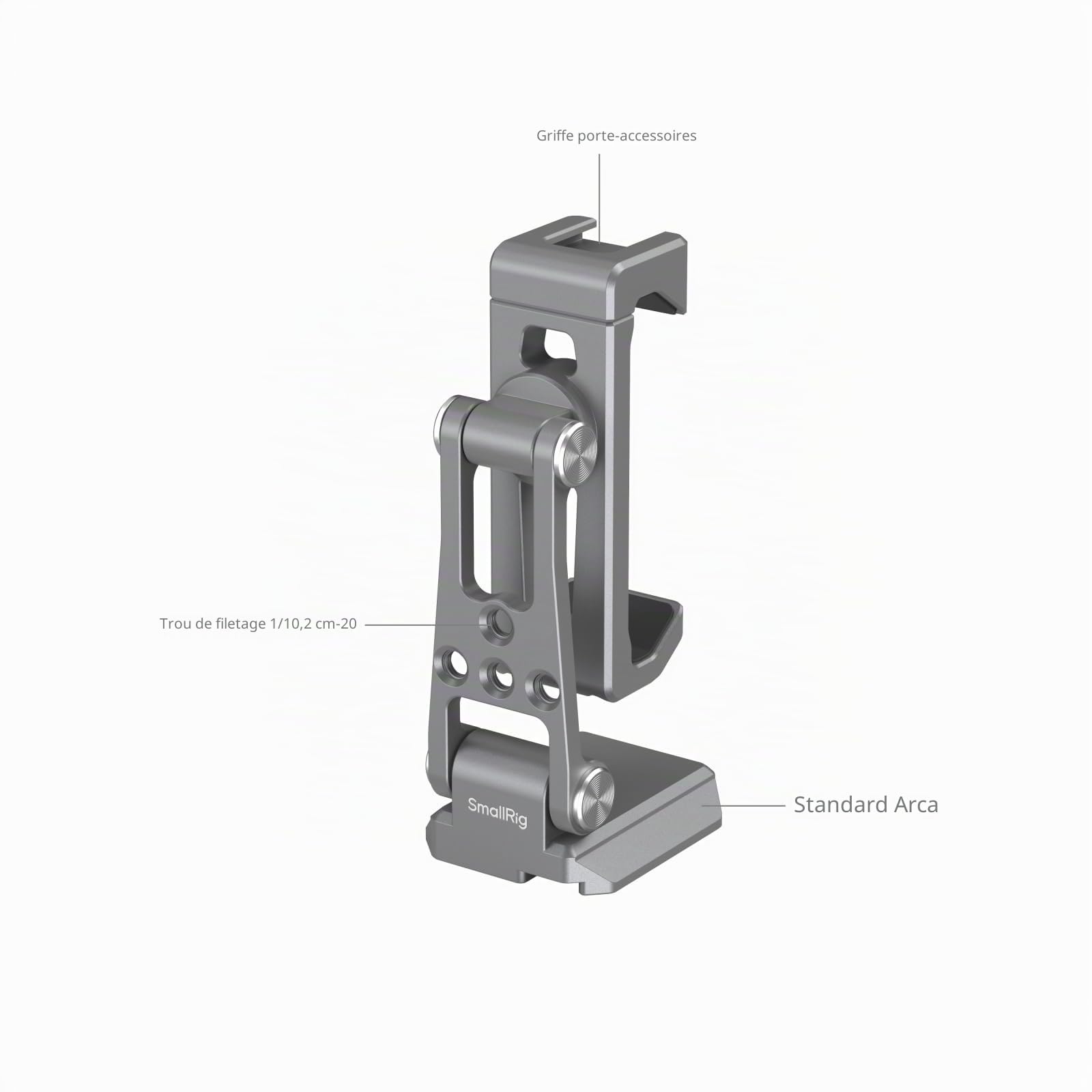 SMALLRIG Support de Téléphone Métallique avec Embase pour Arca-Swiss, Compatible pour DJI RS 4 Mini et RS 3 Mini, Adaptateur de Support Téléphonique, Support de Trépied pour iPhone 16/15 - 5338