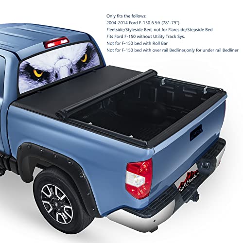 North Mountain Soft Roll Up Truck Tonneau Cover For 2004-2014 Ford F-150 6.5Ft Truck Bed, Fits 2004-2014 Ford F-150 6.5Ft Fleetside/Styleside Bed (78"-79" Bed) #TOP2