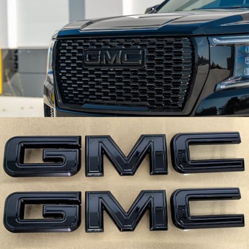Kit OEM 2019+ Front & Tailgate Emblem Replacement for 2019-26 Sierra 1500 AT4 Denali 2500HD 3500HD Badges 2023-2025 Canyon 86539816 (All Gloss Black)