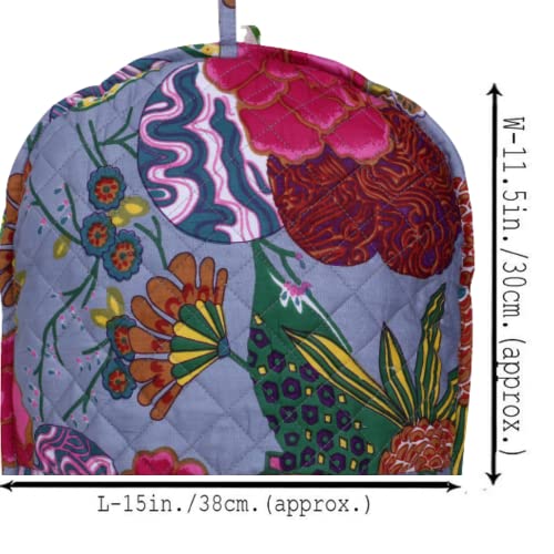 Image of Paisley Print Decorative Tea Cosy Vintage Rose Pink Creative Printed Cotton Tea Cozy Indian Ethnic Tea Cozies Floral Hand Block Printed Kettle Cover (Grey), EKVTEA2326, 38 X 30 CMs
