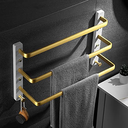 Porte-serviettes double en marbre et métal brossé pour salle de bain