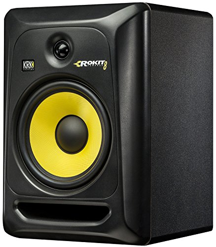 KRK Rokit 8 G3 Studio Monitor Speaker Bundle with Two Monitors, Stands, XLR Cables, and Austin Bazaar Polishing Cloth