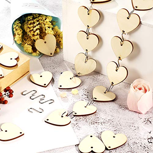 240 Pieces In Total, Christmas Wooden Ornaments Heart Tags Round Wood Discs With Holes And S Hook Connectors For Birthday Boards, Valentine, Chore Boards And Crafts (Style 2) #TOP1