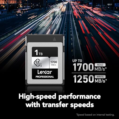 Image of Lexar 1TB Professional Silver SE CFexpress Type B Memory Card, for Photographers, Videographers, Up to 1700 /1250 MB /s, 8K Video (LCXEXSE001T-RNENU)