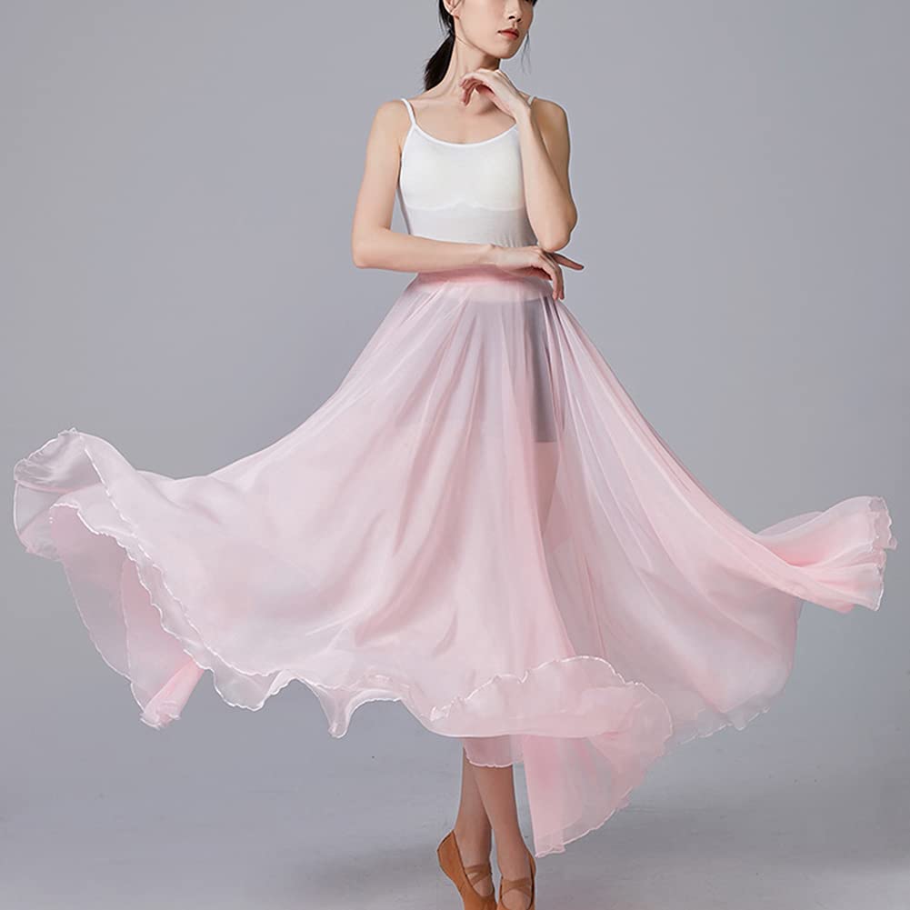 MISSMAO Jupe Longue Élégante pour Danse du Ventre Jupe Danse Orientale Couleur Unie Jupe Plissée Verstellbare Taille Jupon Tulle Élégant Vêtements de Danse Costume Danse Orientale