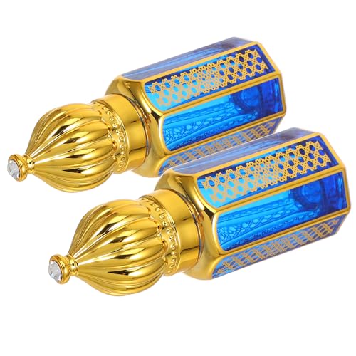 MALUGOGO 2 botellas de perfume con rodillo de vidrio azul de 6 ml, rellenables, para aceite esencial, para viajes, pequeñas botellas de aceite para fragancia cosmética