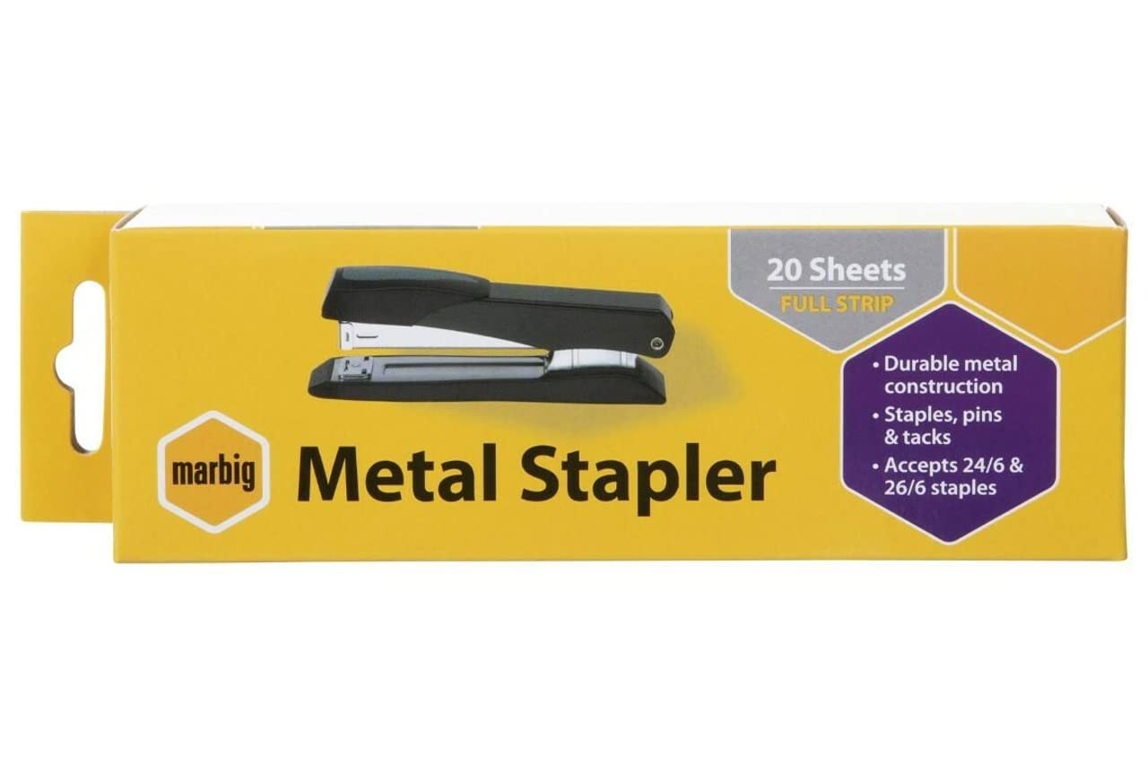 Marbig 90110 Heftgerät Vollstreifen Metall Desktop 20 Blatt schwarz