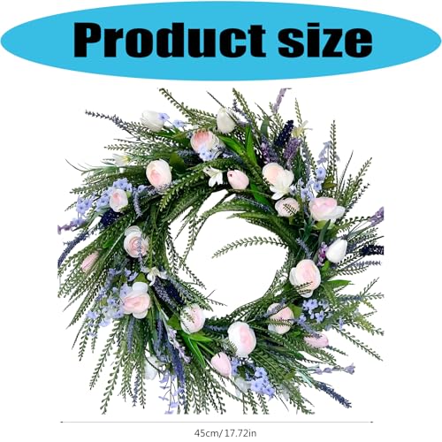 Couronne de fleurs artificielles 45 cm durable et sans entretien pour extérieur et salon