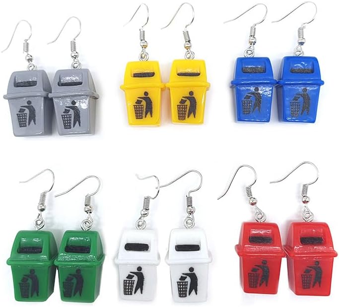 coadipress Creative Trash Can Dangle Drop Earring for Women Funny Resin Toilet Bottle Dangle Earrings Cute Trash Can Earring Garbage can Earrings Funny Earring Jewelry Gifts - Image 8