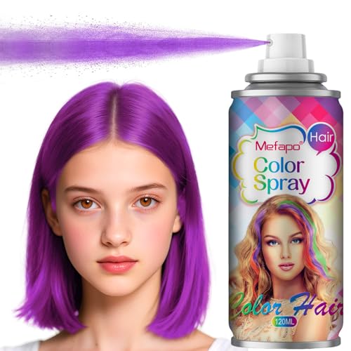 Purple Hair Spray Temporary Hair Color Spray for Kids, Temp Hair Color for Kids,Purple Hair Dye, Washable One-Time Use Hair Wax Color With Non Damaging for Halloween, Party, Cosplay Makeup,DIY(120ML)