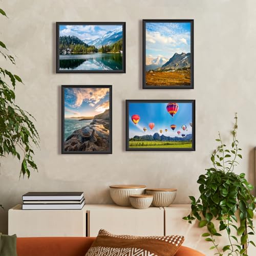 Set of 4 A4 Picture Frames 21 x 29,7 cm Black with Plexiglass – A4 Photo Frames for Wall or Table, Black Certificate Frames for Photos, Posters & Prints - Image 5