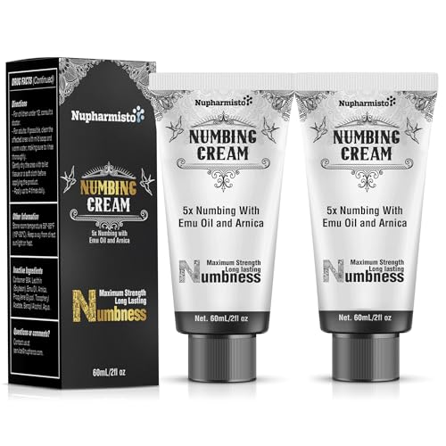 Numbing Cream Maximum Strength: Long Lasting Extra Relief with Menthol Arnica and Emu Oil for Hemorrhoids and Other Minor Anorectal Irritations (120ml 2 Count)