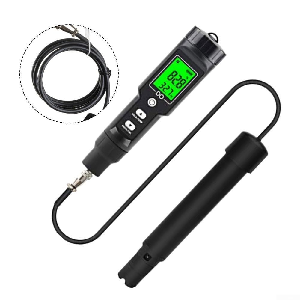 Misuratore di ossigeno disciolto digitale, kit per test dell'ossigeno disciolto con cavo sonda, kit per test dell'acqua dello stagno dell'acquario 0,0-40,0 mg/l, per una lettura accurata