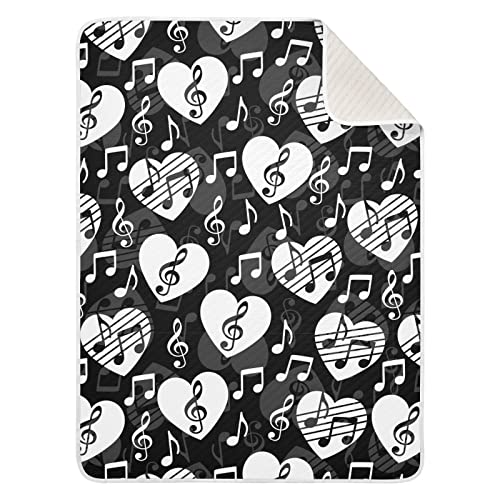 Image of Mazeann Love Music Notes Baby Blankets Soft Warm Crib Stroller Blanket for Toddler Newborn Girls Boys, 30x40in