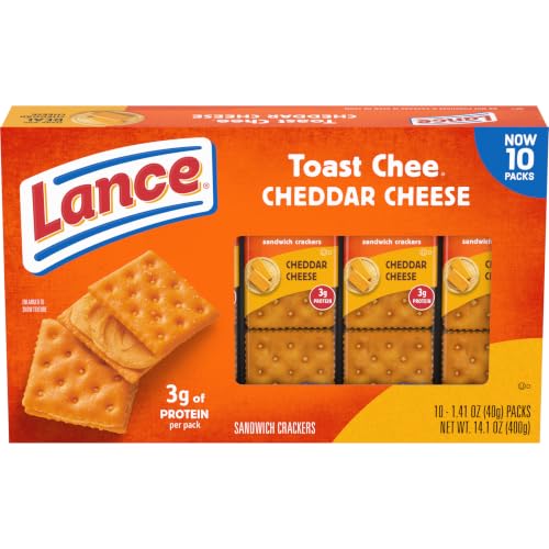 Lance ToastChee Cheddar Sandwich Crackers Snack Packs, 10 Count 1.41 Oz