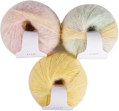 Yarn for Knitting & Crocheting, 3 Skeins Gradient Multi Color Wool Yarn Soft Fuzzy Knitting Yarn for Crochet Baby Clothes Hats Sweater Scarf, 30g/Skein