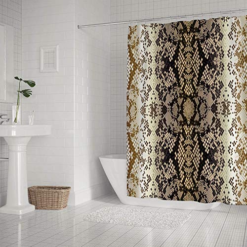 Rideau de douche polyester beige CHEHONG structure peau de serpent avec doublure textile