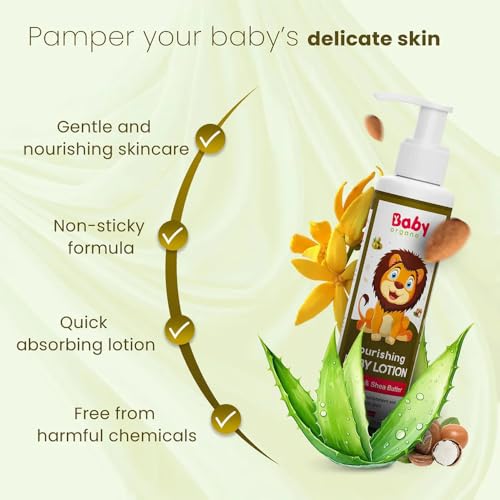 Image of Babyorgano Baby Body Lotion for Newborn 0-2 Years Babies 200ml | Nourish & Moisturise Skin | Non Sticky | Enriched with Ylang Ylang, Olive Oil, Paraben Free