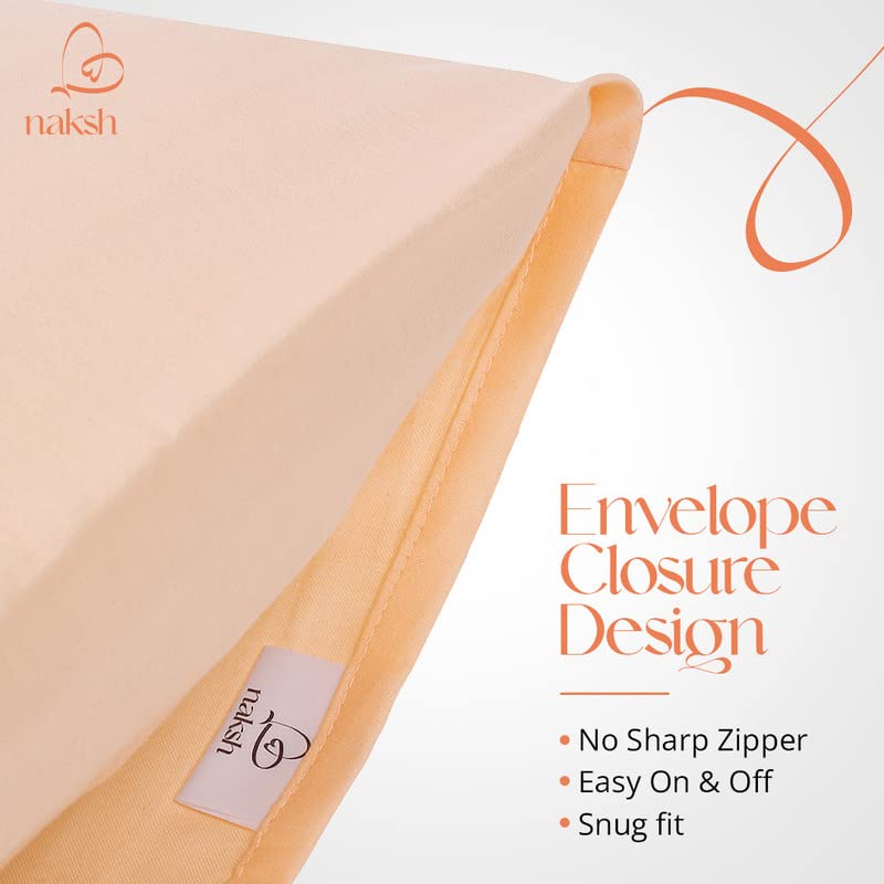 Image of NAKSH Cotton 210 TC Plain Pillow Covers Set of 2, Peach Pillow Cover | Sleep Pillow Covers (18 in x 27 in) |Soft Pillows Covers Cotton for Big Pillows
