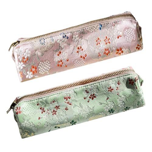 Lot De 2 Trousses À Crayons Brodées, Trousses Rétro, Trousses À Crayons Brodées Florales, Trousses À Crayons Grande Capacité, Papeterie Étudiante,...