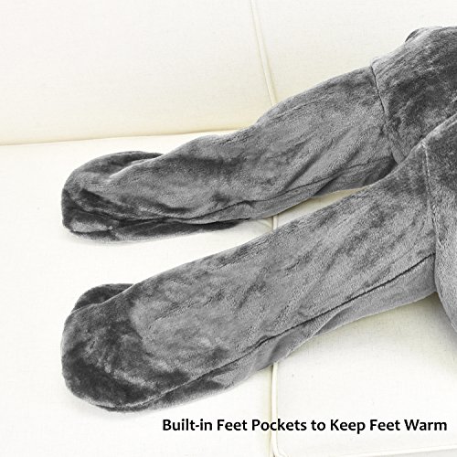 Catalonia Wearable Fleece Blanket With Sleeves And Foot Pockets For Adult Women Men, Micro Plush Comfy Wrap Sleeved Throw Blanket Robe Large, Grey #TOP3