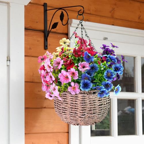 Howngyesimu 24 Bundles Artificial Flowers for Outdoors & Indoors – UV Resistant Faux Plastic Plants for Garden, Patio, Porch, Window Box, Home Decor – Lush & Vibrant Fake Flowers, Multicolor — view 6