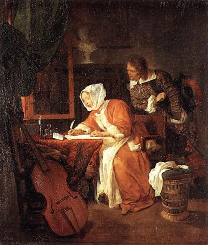Lienzo decorativo SERENDIPITP de Gabriel Metsu de 60x90cm para renovar paredes vacías