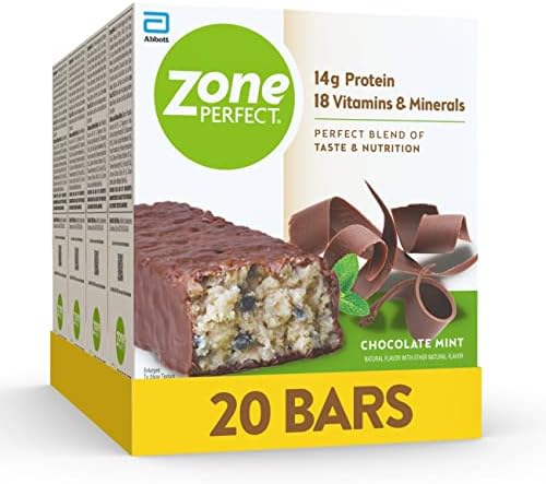 ZonePerfect Protein Bars, 14g Protein, 18 Vitamins & Minerals, Nutritious Snack Bar, Chocolate Mint, 20 Bars