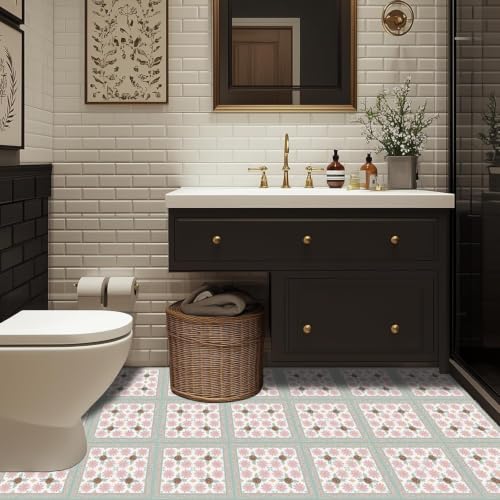 Image of Moroccan Tile Stickers | Waterproof Self Adhesive Peel & Stick Tile Decals for Kitchen Backsplash, Bathroom Wall, Floor, Furniture & Glass (8x8 Inch, Design 22, 36 Pic)