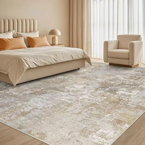 Tapis abstrait lavable en machine et antidérapant neutre