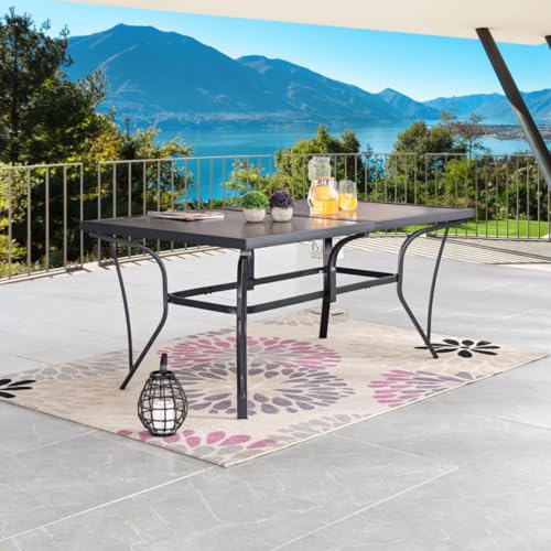 Image of LOKATSE HOME Outdoor Dining Table Patio Metal Rectangular for Lawn, Backyard, Garden