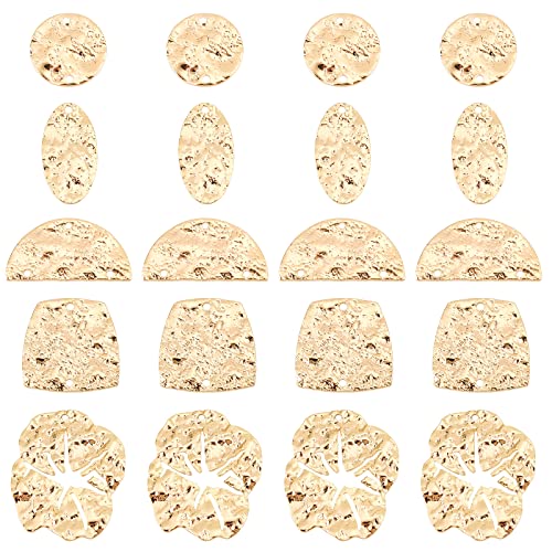 BENECREAT 20Pcs 5 Style 18K Gold Plated Links Connectors, Heart-Shaped Semicircular Arc Brass Connector Charms for Neckalce Earring Choker Bracelet Jewelry Making